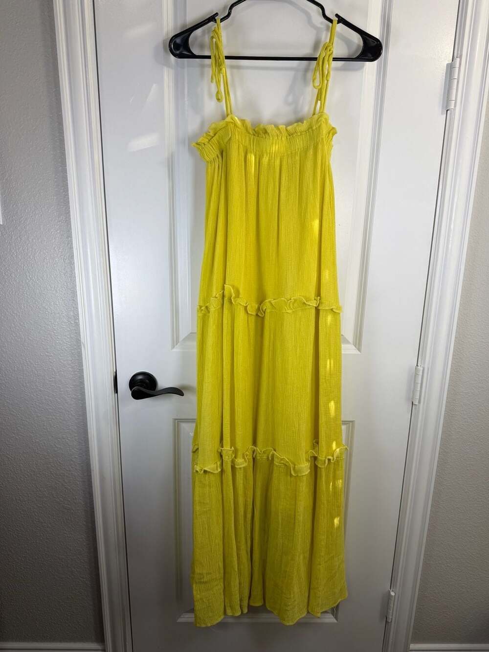 Talulah Yellow Tiered Maxi Dress with Adjustable Tie Straps